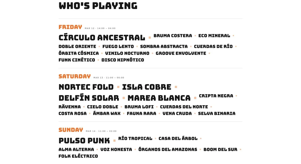 Festival Escape — lineup