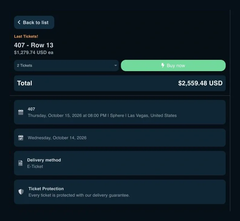 Show the view and the total.