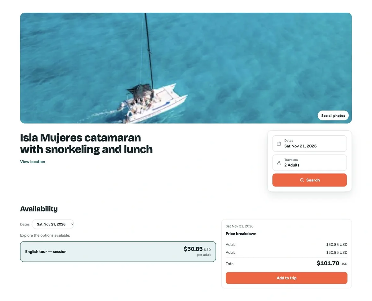 Make the experience easy to book.