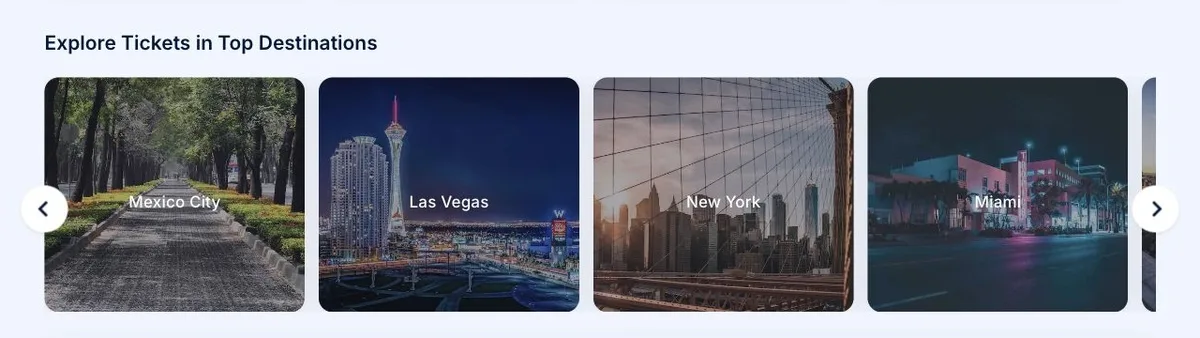 Destination discovery cards