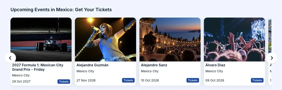 Concert collection with photographs, cities and dates